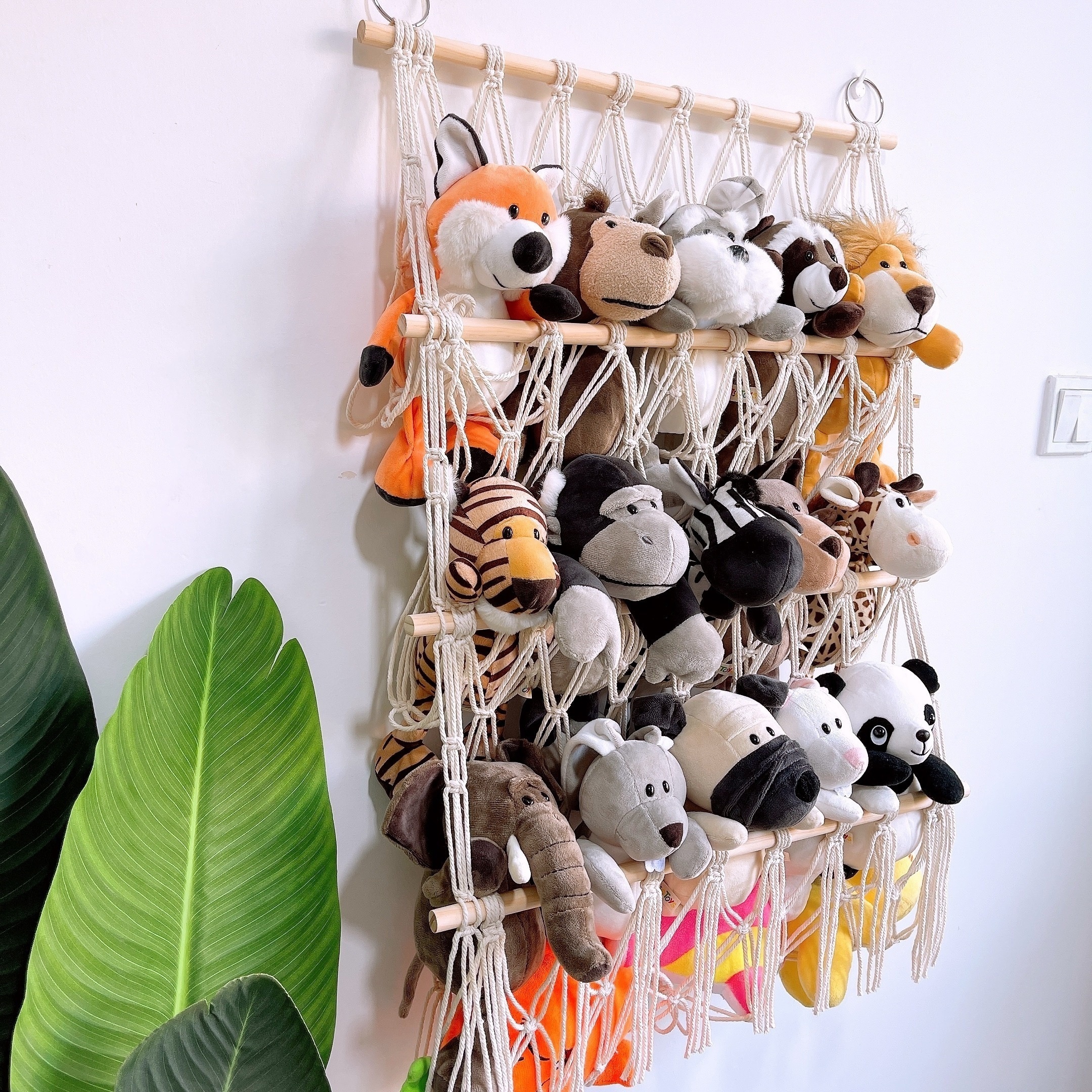 

1pc Macrame Net Organizer, Hanging For Stuffed Animals, & Decor, Christmas Holiday Toy Display