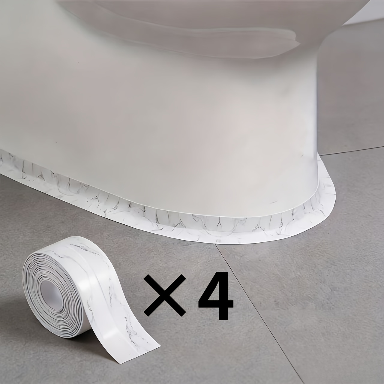 TEMU 4-roll Self-adhesive Pvc Caulk Tape, , Durable Sealant, Suitable For Bathrooms, Kitchens, Countertops - For Home Renovation And Bathroom Sealing