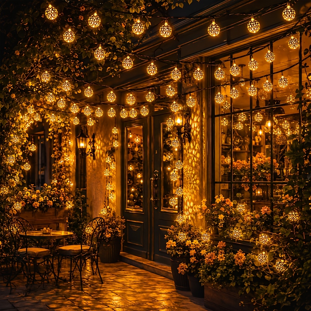 TEMU Usb Moroccan Ball String Lights - 30/20 Leds With 8 Different Lighting , Perfect For Gardens, Camping, Parties, Day, Christmas, Weddings, High