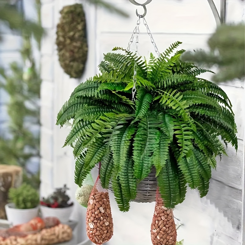 

Artificial Boston Fern Hanging Plant - Uv Resistant, Plastic, , Ideal For Christmas, Halloween, Easter, Thanksgiving, 's Day - Room Decor Without Container