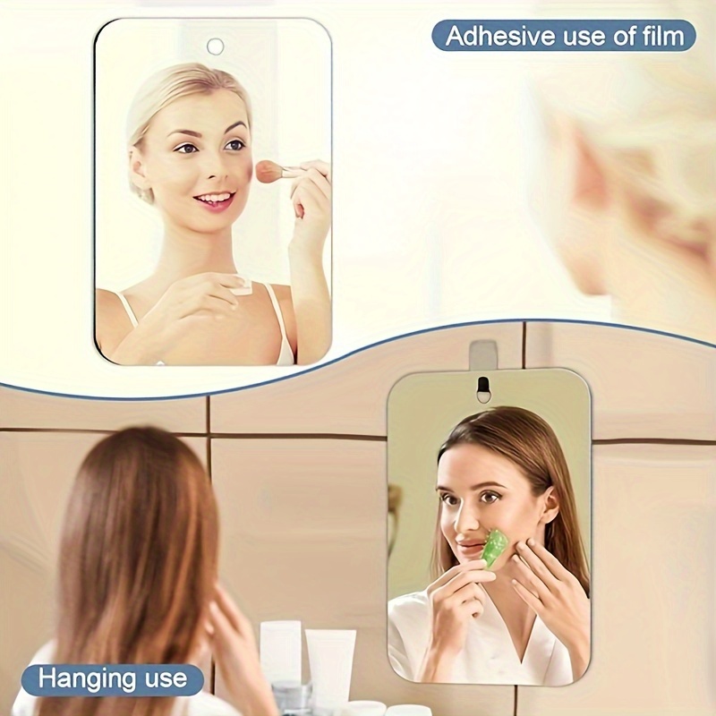 

Hd Fogless Shower Mirror, 6.7x5.1" Acrylic Anti-fog Bathroom Mirror With Self-adhesive Mount - Perfect For Razors & Makeup