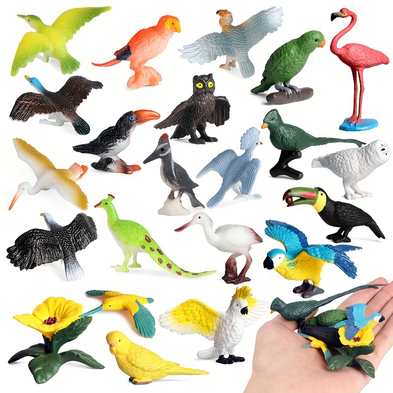 

22 Cute Animal Dolls, Cognitive Toy Animal Models: Perfect Cake Decoration And Children's Puzzle Toys For Parrots, Flamingos, Snow Owls, Owls, And Toucans! Desktop Model, Holiday Gift!