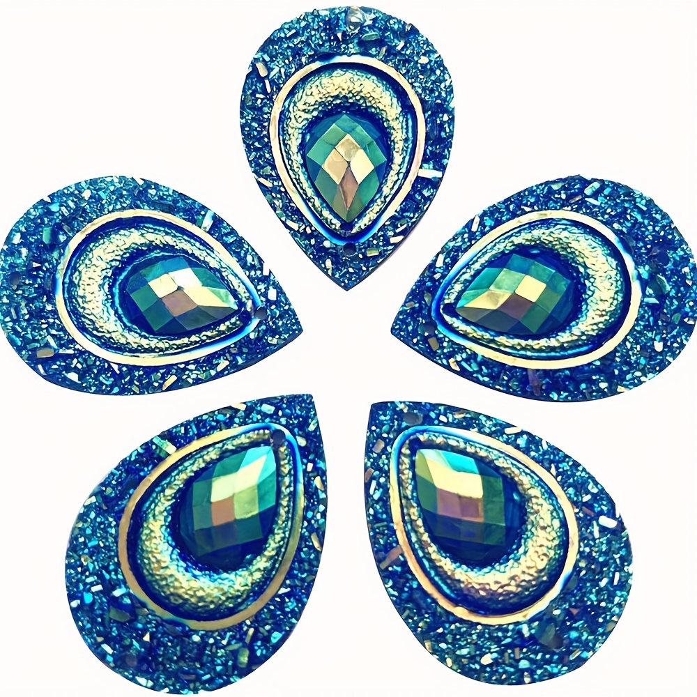 TEMU 20pcs Perles Boutons Brillantes Colorées Artisanat de Couture Strass Perles Plates Couture pour Vêtements Décoration Robe de Mariage 18X25Mm