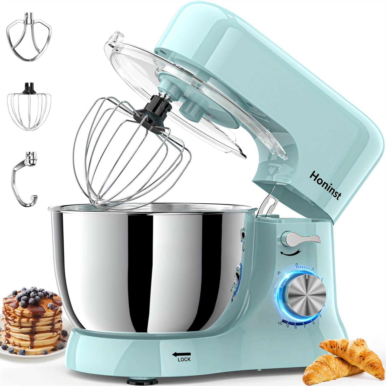 

6qt 10- Electric Stand Mixer 3-in- Mixer, 660w Tilt-head Food Dough Mixer With Dough Hook, Whisk And Beater, Mixer for Baking, Cake And Most Home Cooks