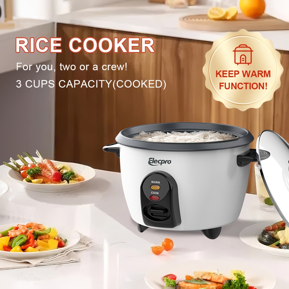 Elecpro Mini Rice Cooker 3 Cup Rice with Steamer, Portable Small Food Steamer, Removable Food Grade Non-Stick Inner Pot, Keeps Warm, Suitable for Grains, Soups, Porridge, Coarse Grain Elecpro Mini Rice Cooker 3 Cup Rice with Steamer, Portable Small Food Steamer, Removable Food Grade Non-Stick Inner Pot, Keeps Warm, Suitable for Grains, Soups, Porridge, Coarse Grain