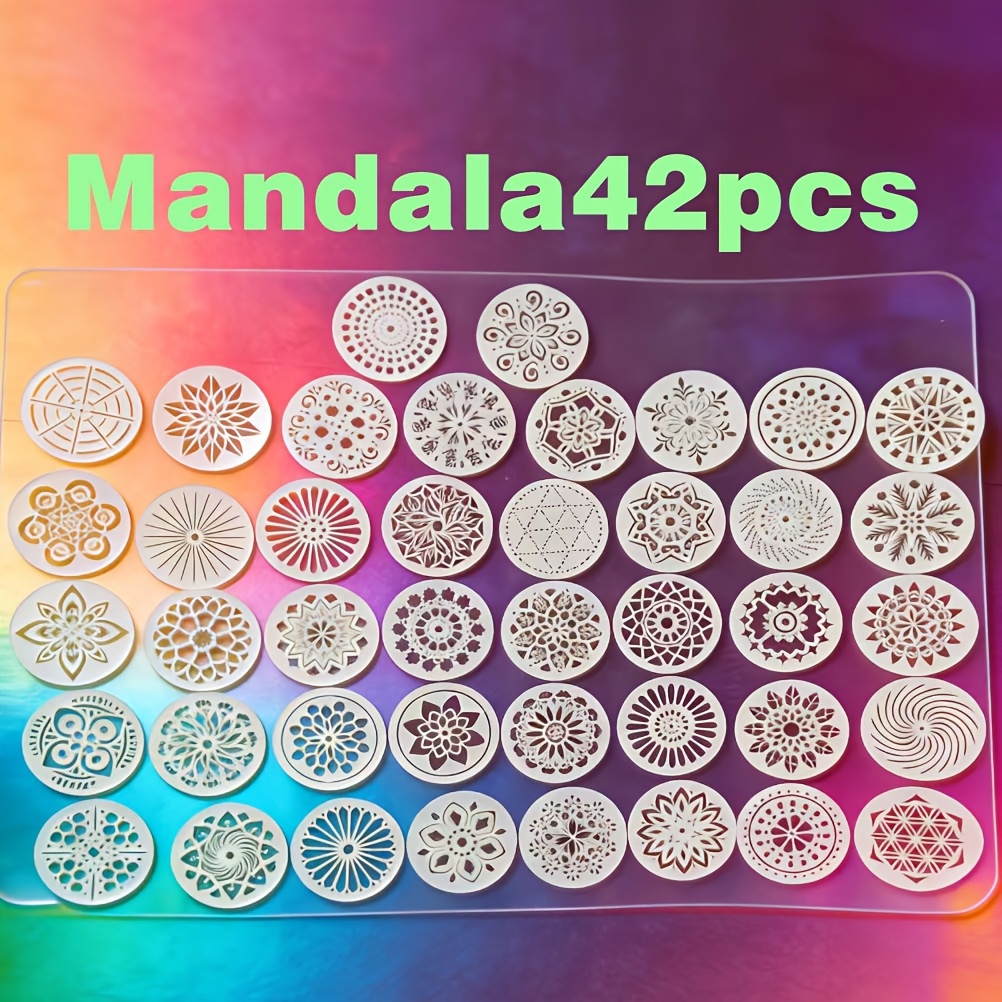 E-shop 42 Stück Mandala Schablonen | Kunststoff Punkt Malerei Schablonen für Rock Art Projekte auf Holzmöbel Dekoration