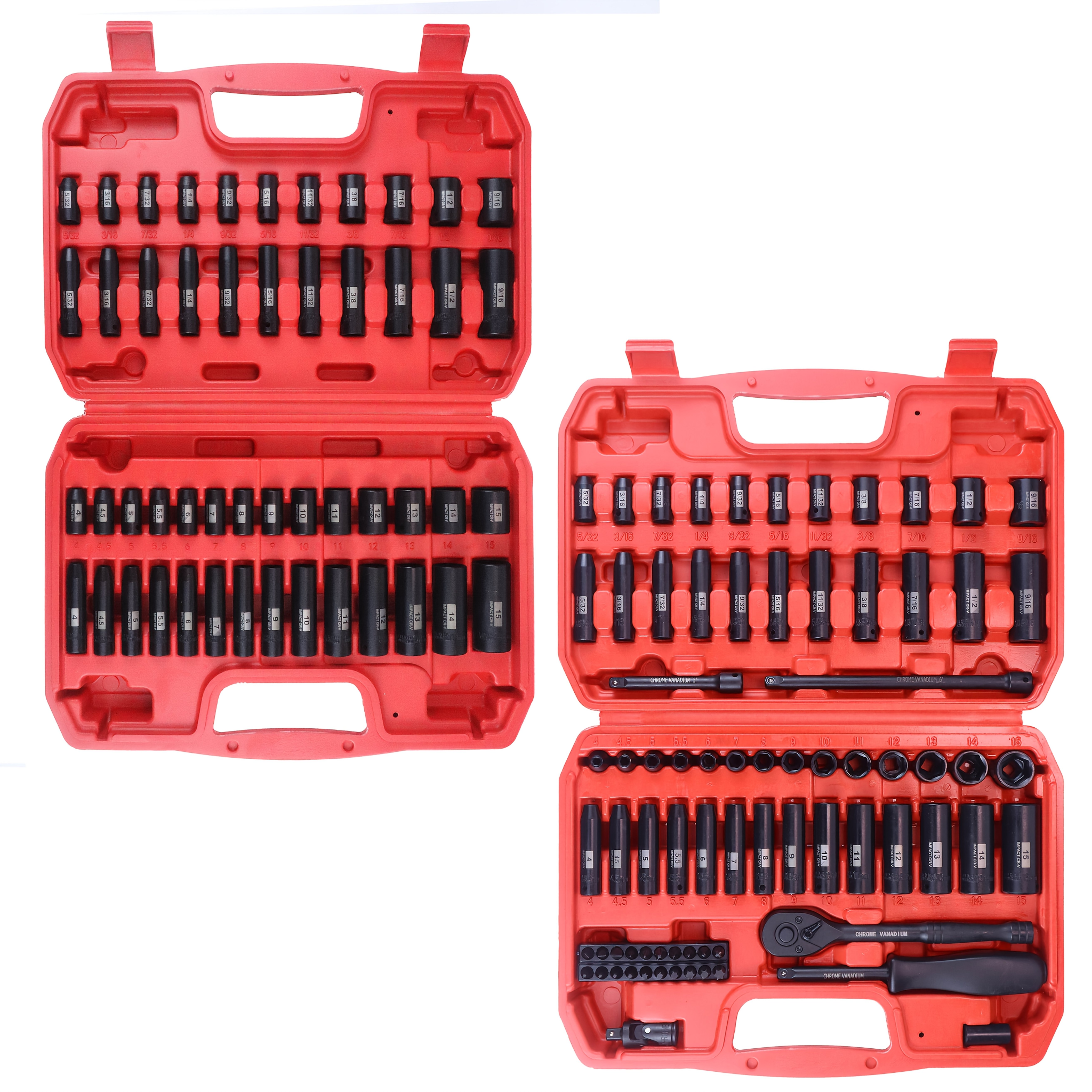 35 Piece 1/2 Inch Drive Deep Impact Socket Set – Metric 8-32mm, 6 Point, Black Oxide, With Case