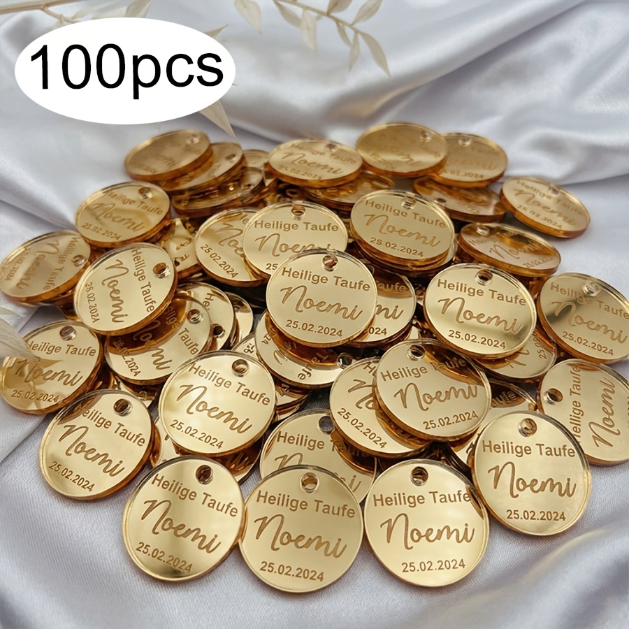TEMU 10//50/100pcs Souvenir de Baptême Doré Gravé sur Tulle pour Mariage et Carte d'Invitation / Décoration de Baptême, Baptême , Cérémonie de