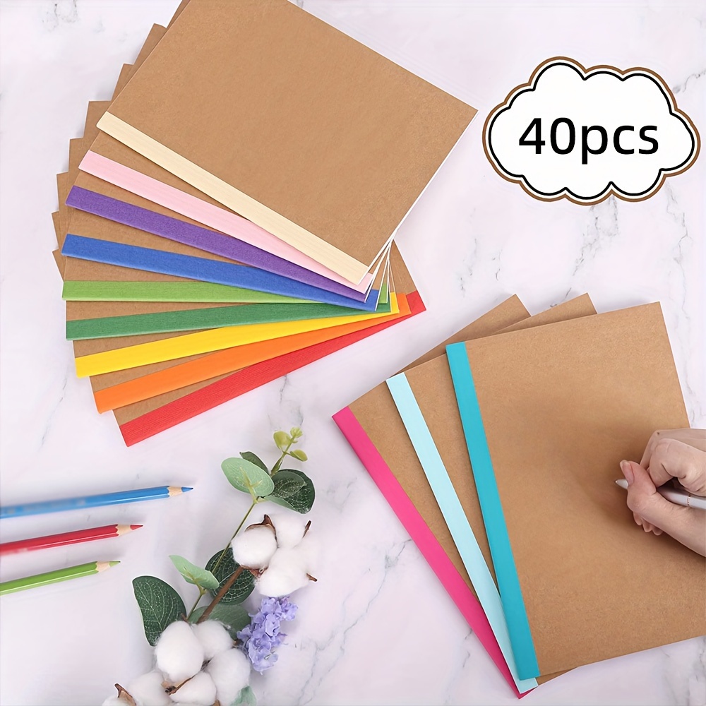 

40pcs A5 Size Kraft Notebooks In 12 Colors, Notebooks Bulk, Notebooks Lined Journal Bulk With , 60 Pages, For Office Workers, Keep Journal, 5.5x8.3 Inches