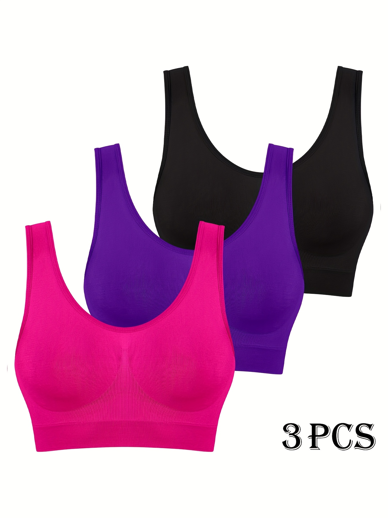 3pcs womens   single layer thin non padded shock absorbing sports bras