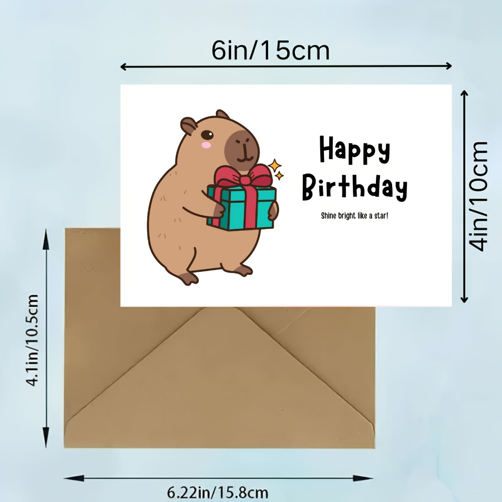 Capybara Birthday Card – Cute Capy Design With Party Hat, Balloons & Confetti – Blank Inside For Personal Messages, Perfect For Animal Lovers' Birthday Celebrations