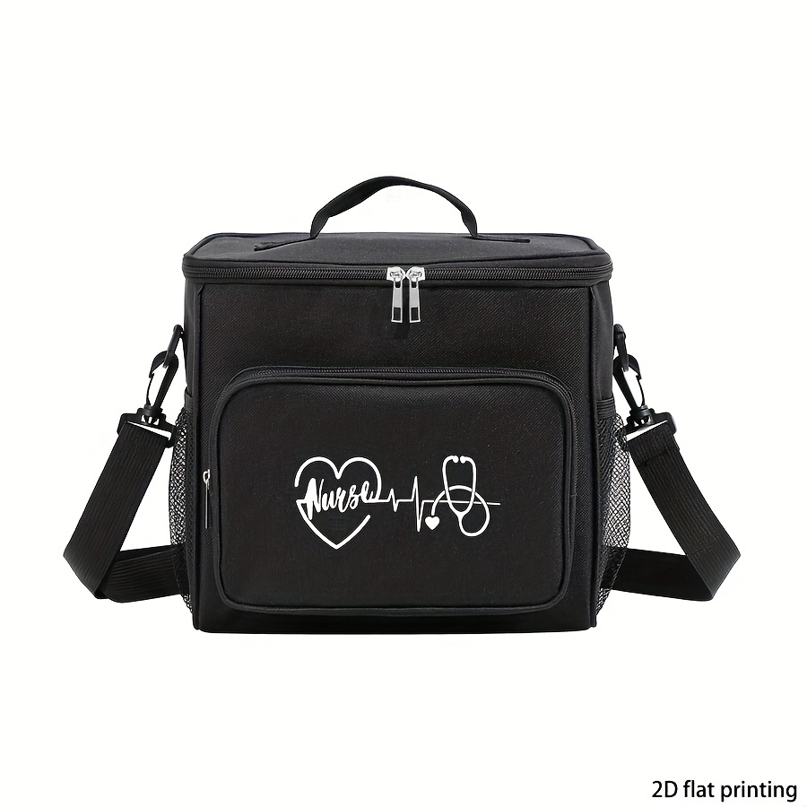 TEMU Nurse Stethoscope Theme Printed Handbag - Adjustable Shoulder Strap, Reusable Large Capacity Handheld Bag, Convenient And Portable Storage