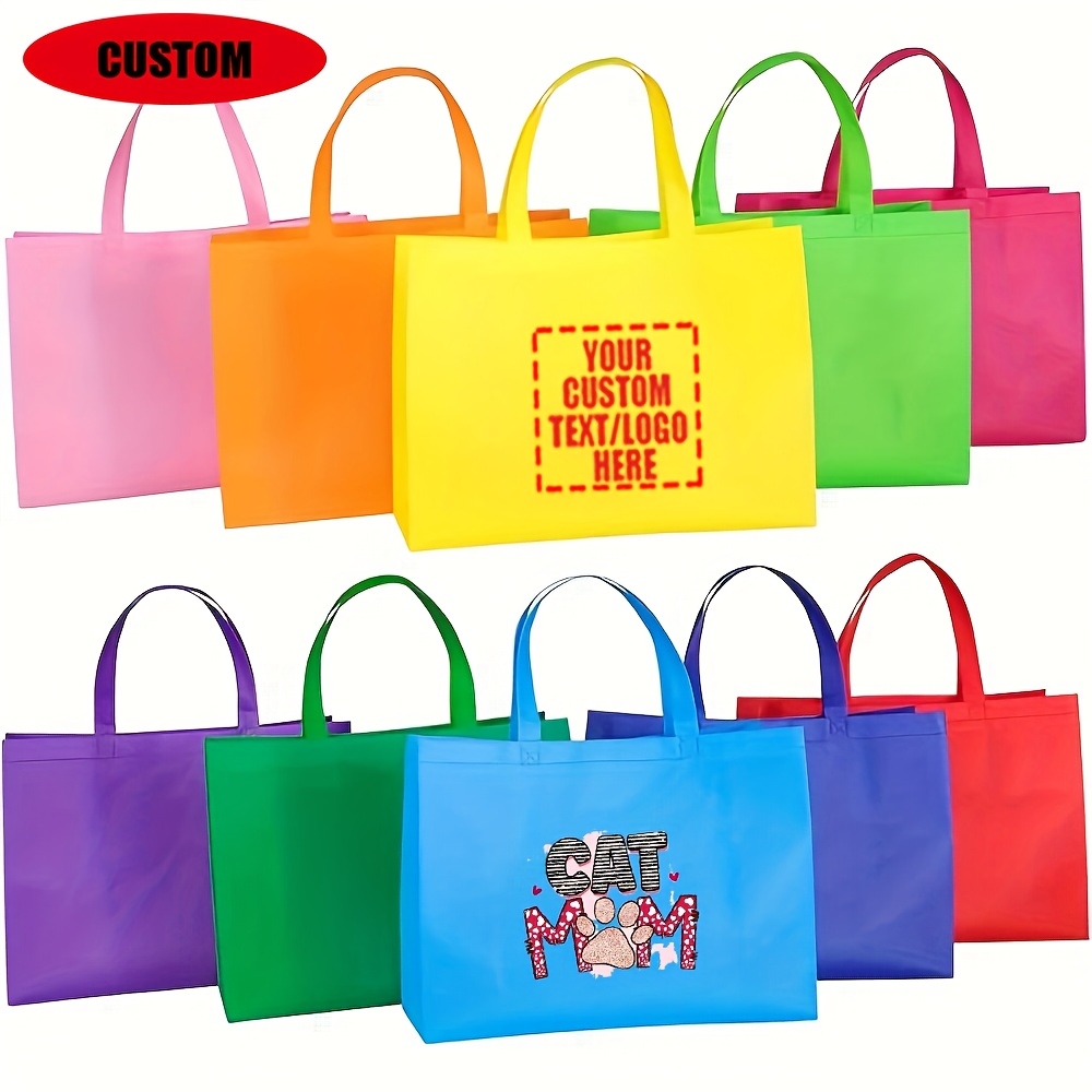 60pcs Customizable Reusable Tote Bags, Large Capacity with Custom Printing