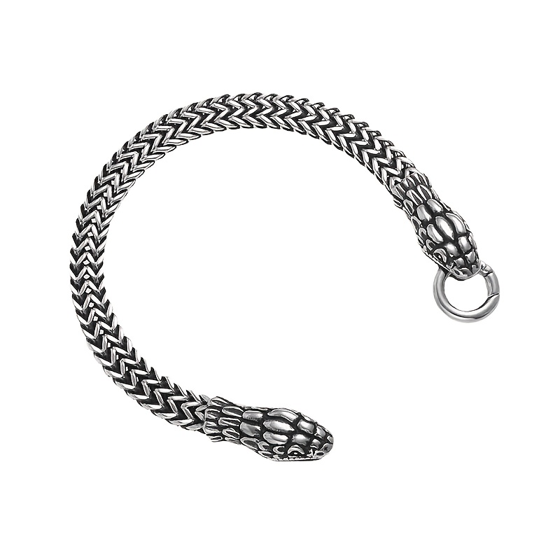 TEMU 1pc Of Men's Retro Punk 304l 304l Stainless Steel Head Bracelet - Gothic Hip-hop Style, Suitable For Daily Wear And Parties