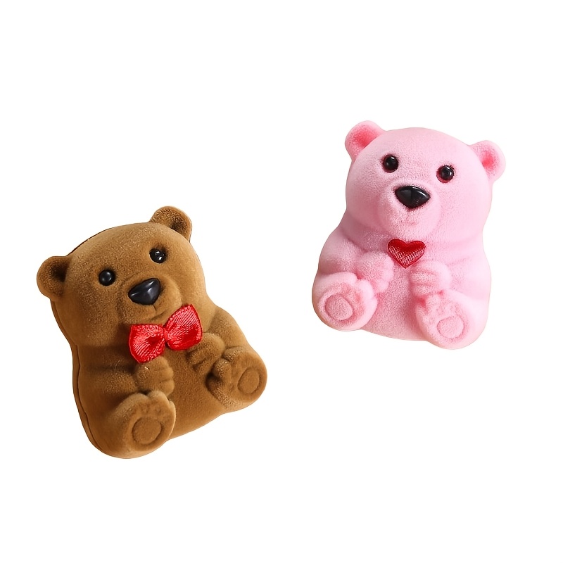 TEMU 2pcs Mini Bear Jewelry Storage Box, Suitable For Storing Necklaces, Rings, Earrings And Other Jewelry, Valentine's Day Gifts, Anniversary Gifts,