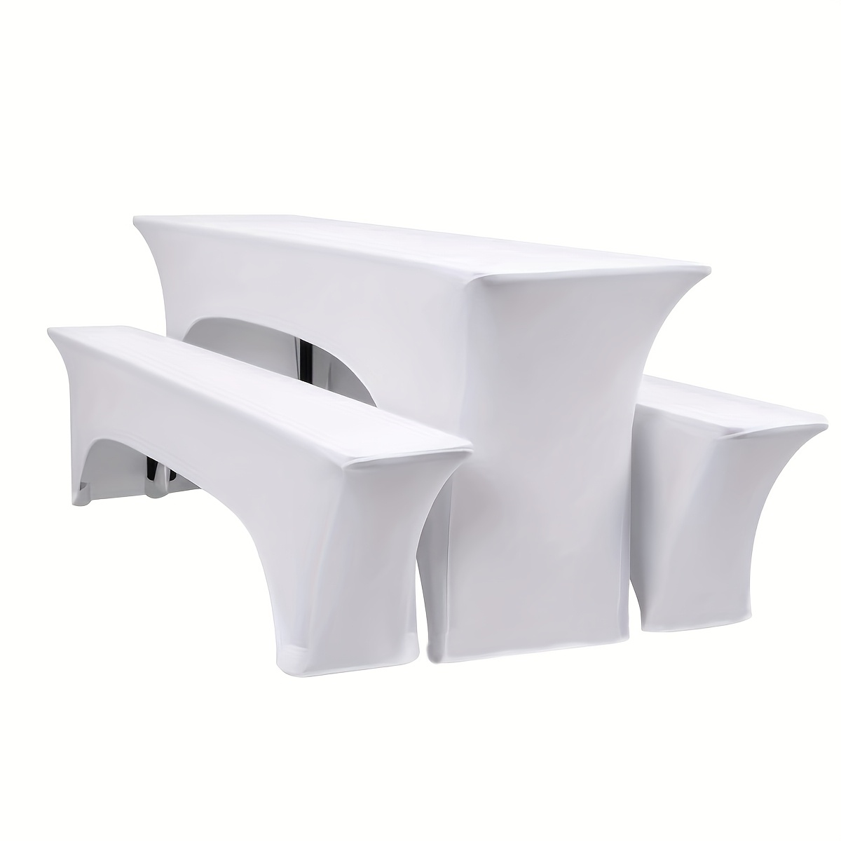 Halloween, Christmas, 3pcss Set Of Elastic Beer Table Covers, White Beer Bench Covers And Tablecloth, Width 50 Cm/70 Cm, Beer Tent Set, Suitable For Garden Banquets And Garden Furniture (3pcss Set)