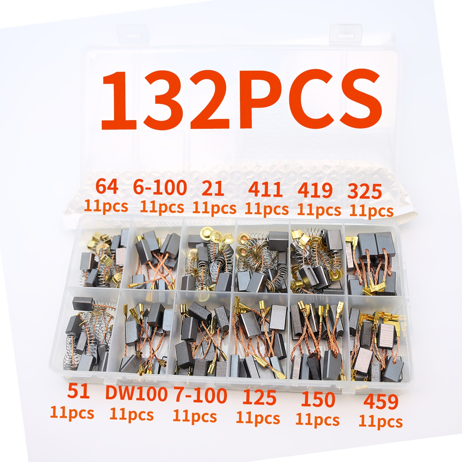 132pcs carbon brushes for home decoration motors 12 sizes for power tool replacement suitable for circular saws impact drills angle grinders perfect replacement