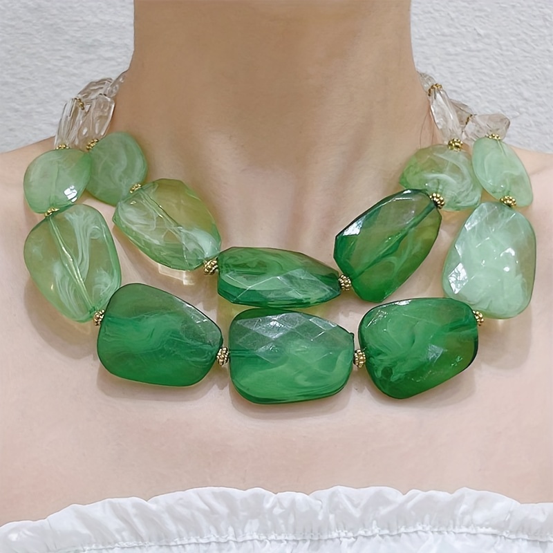 

-chic Double Layer Necklace For Women - & Parties, Handcrafted Resin Jewelry