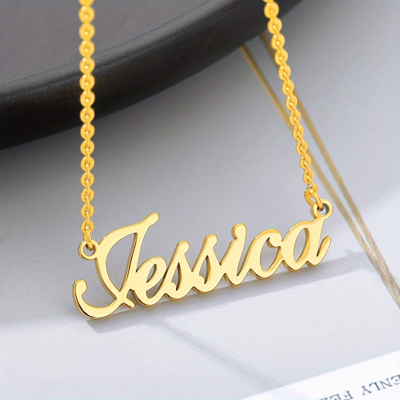 Simple Style Custom Letter Name Pendant Necklace Men Women - Temu