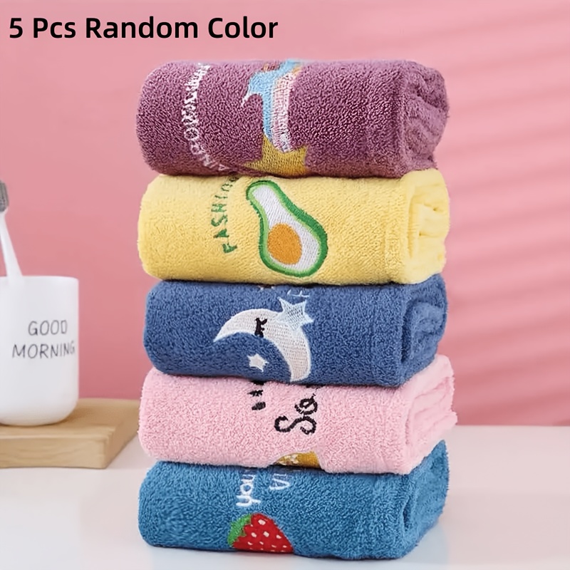TEMU 5pcs Random Color Geometric Embroidered Bath Towel | Modern Space Theme, Super Absorbent And Soft Microfiber | Quick-drying For Women, Quality