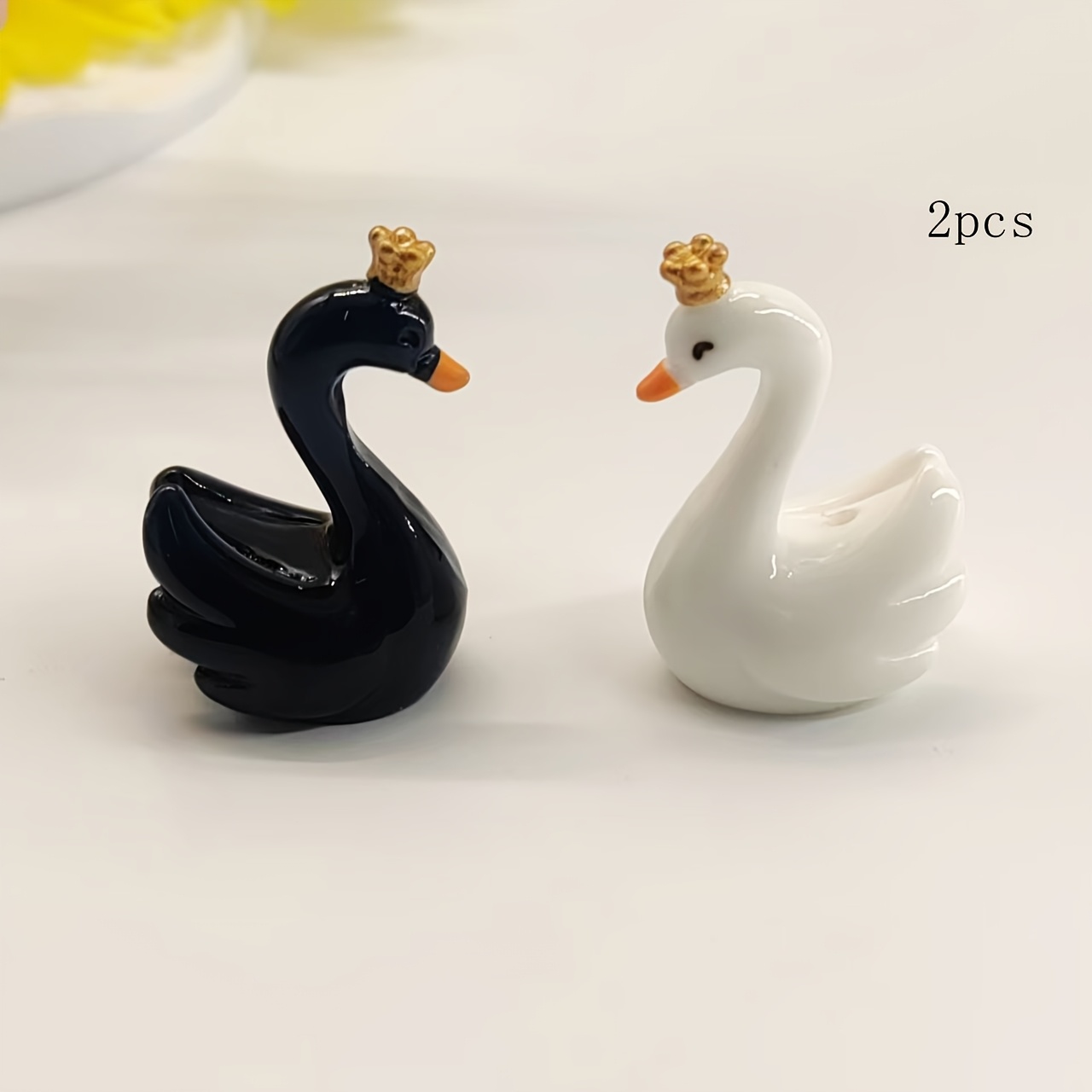 TEMU 2pcs 2.5 X 3.6cm Random Color Mixing Resin Vertical Hole Swan Decorative Beads, Bead Pen Decoration, Jewelry Decoration Production, Home Car