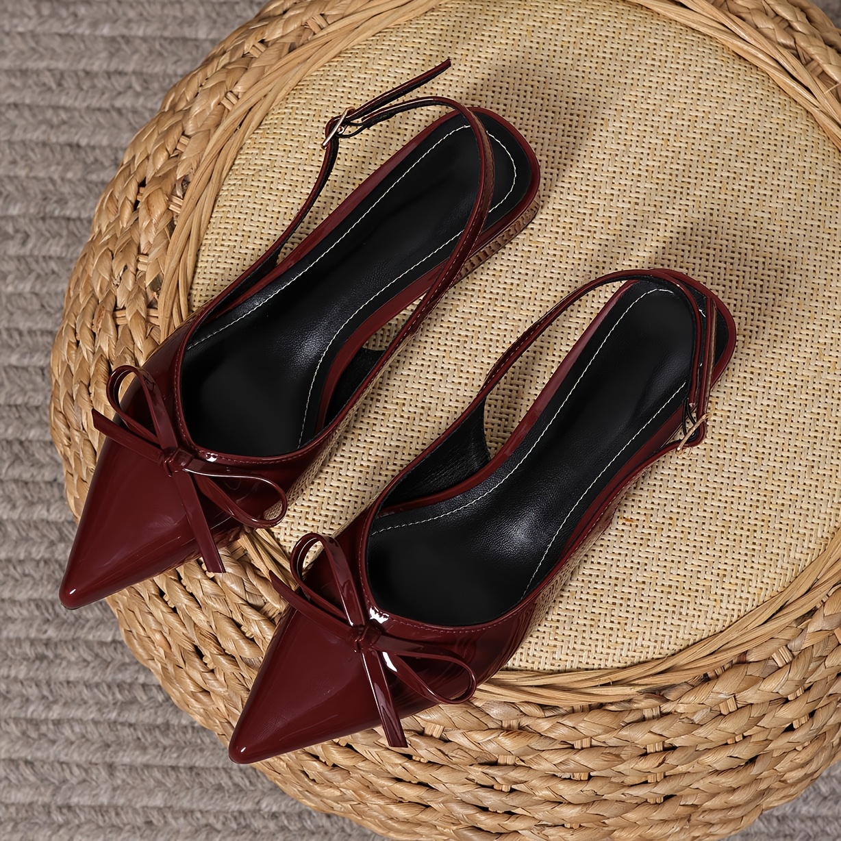 Image of High And Low Heel Sandals, Chunky Low Heel With Rear Ankle Strap, Flat Shoes For Commuting And Work, Red Sandals, Fairy Shoes, New Bowknot Pointed-toe Flat Shoes, Women Shoes