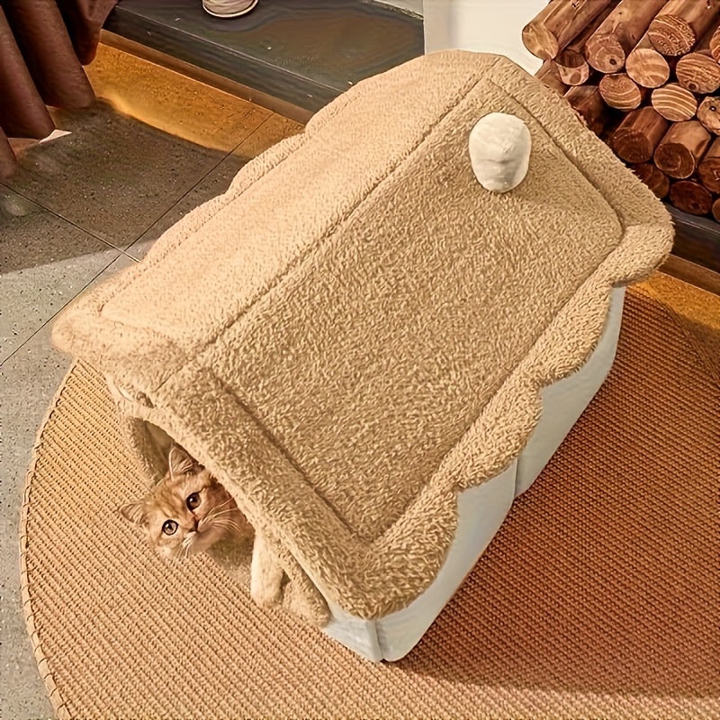 1  and dog house house shaped universal small pet bed for   winter warm and washable   3