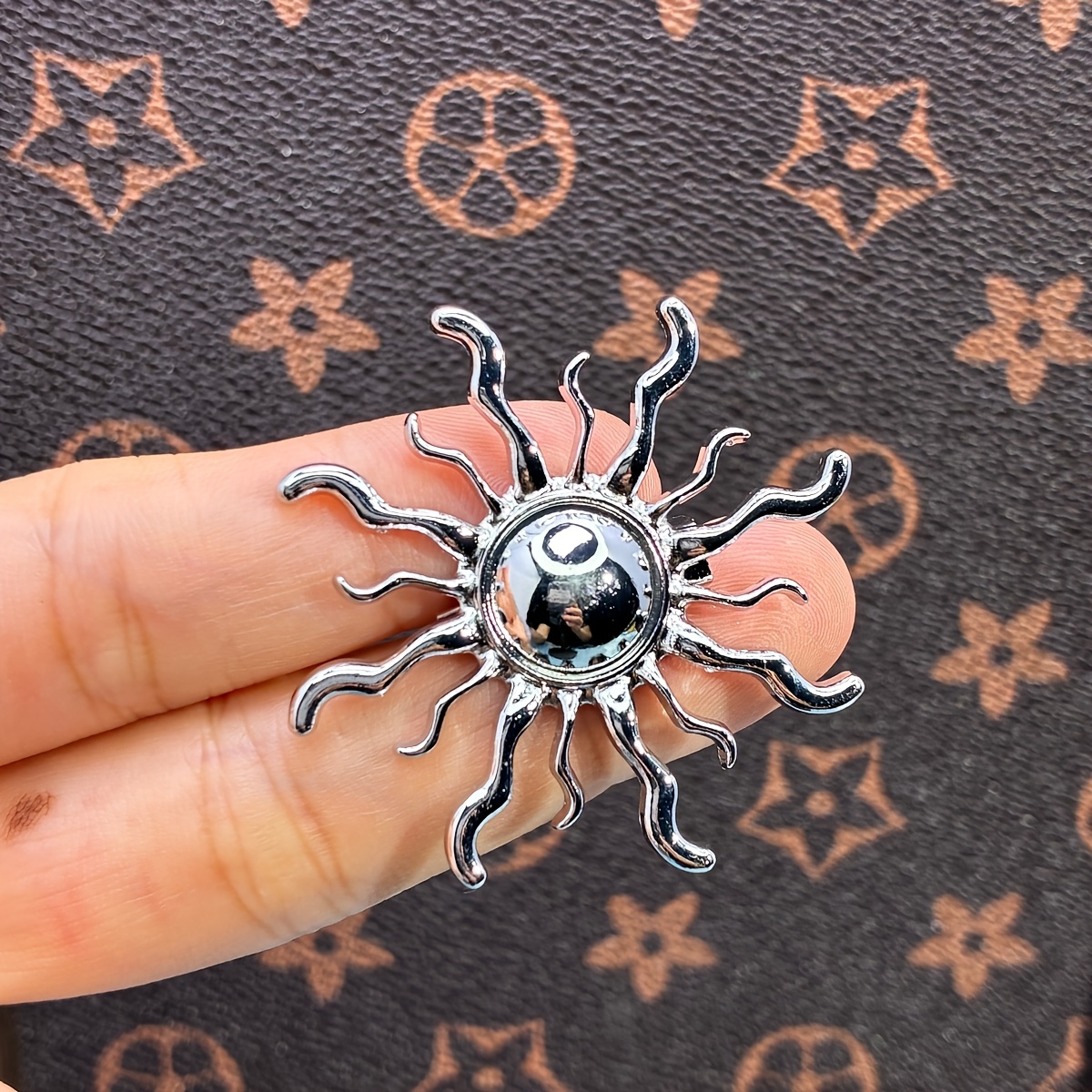 Golden and Silvery Contrast Sunflower Brooch, Everyday Versatile Accessory