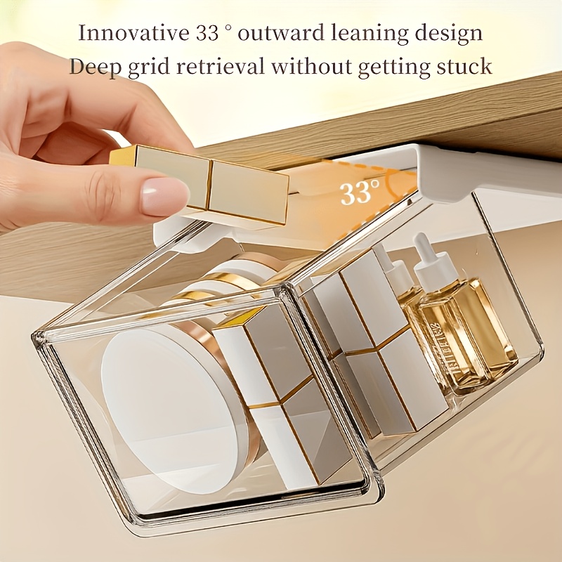 Transparent Acrylic Cosmetic Organizer | Dustproof Drawer Storage Box, Suitable For Bathrooms And Showers - Stackable Storage For Cosmetics, Swabs, And Makeup | Hung Without Any Tools