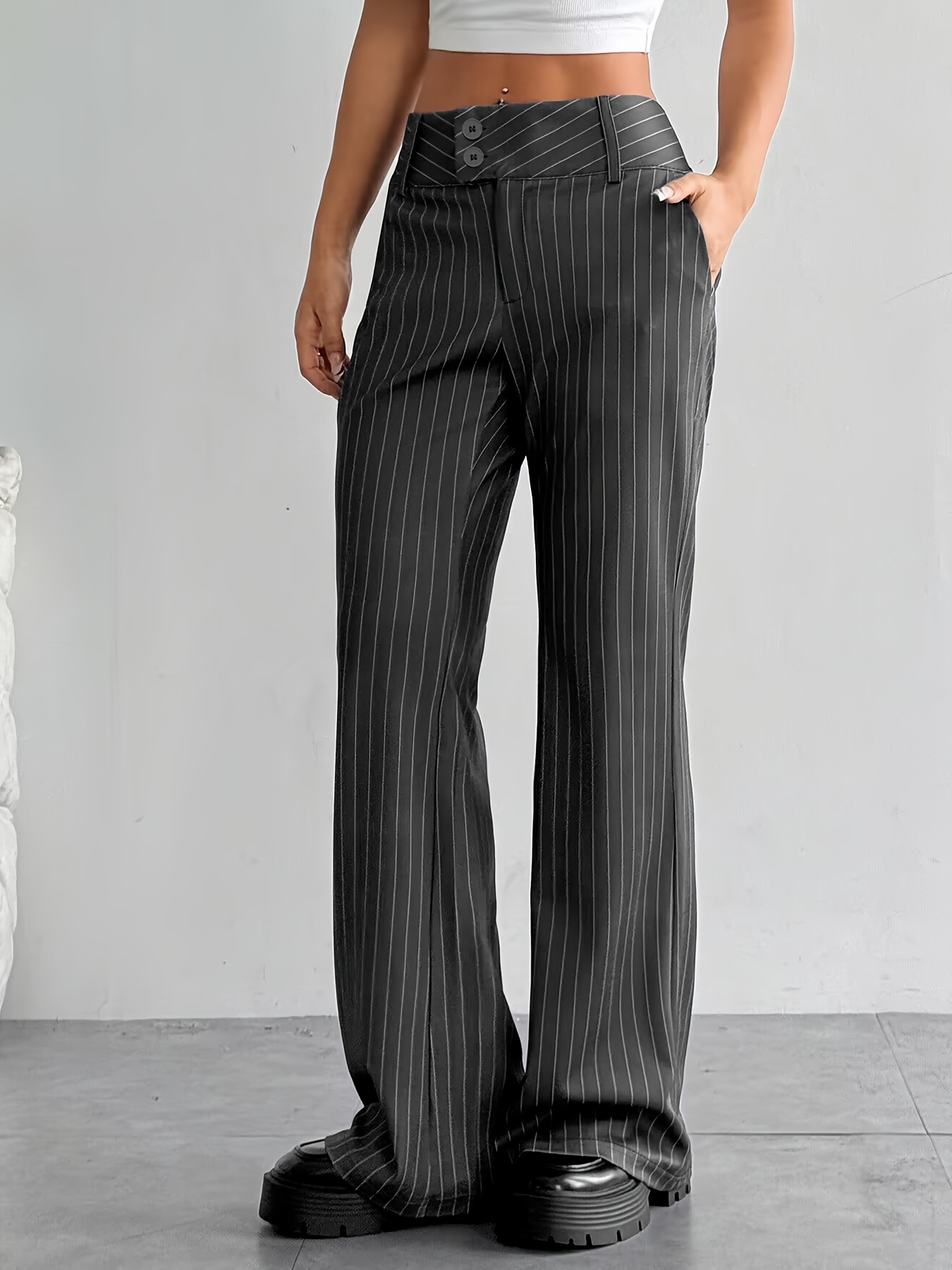 black and striped pants sold on Temu United States