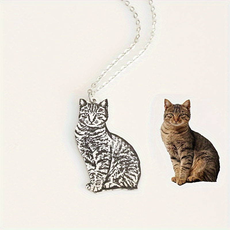 Personalized Engraved Photo Necklace with Dog Image Pendant