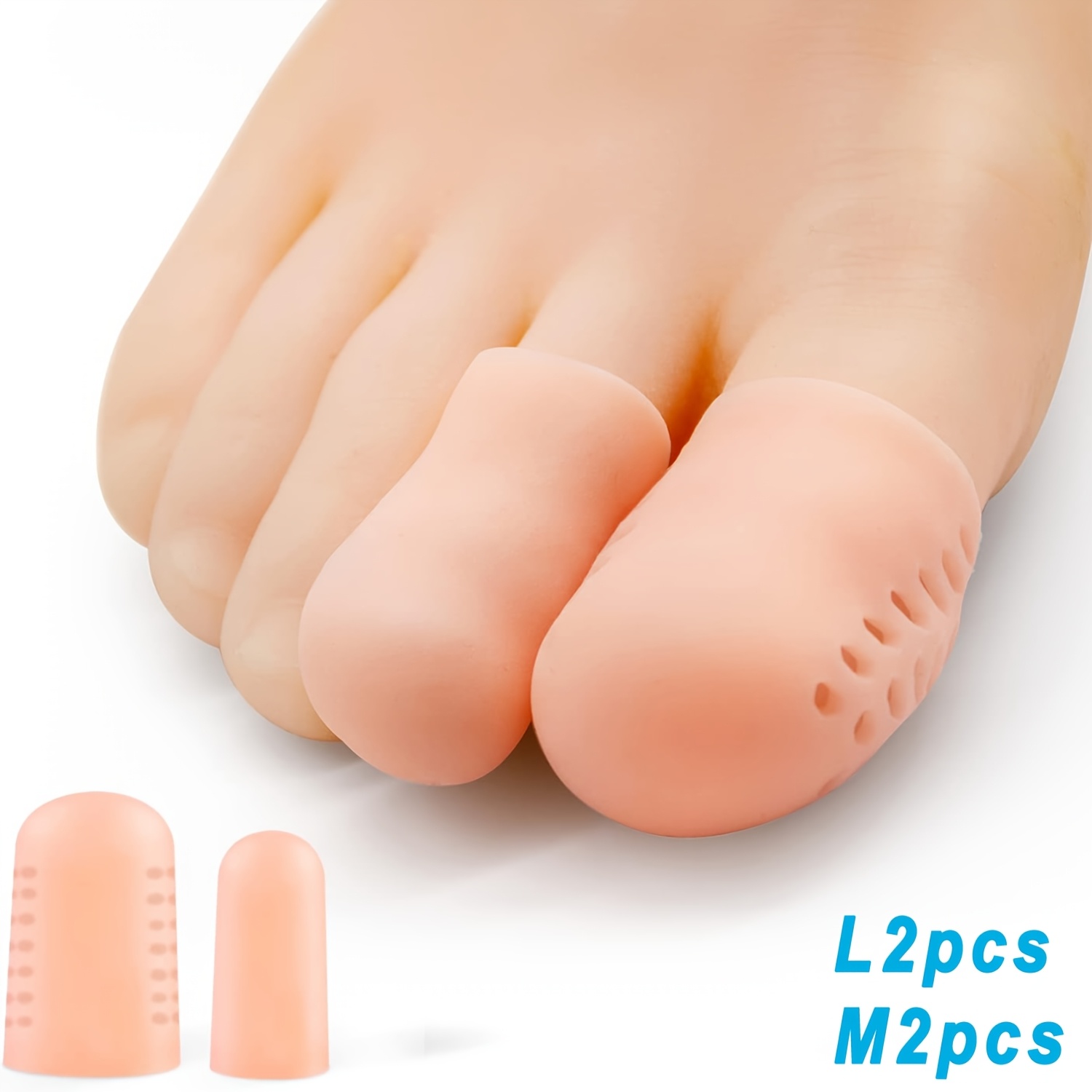 TEMU 4pcs Pack Soft Breathable Silicone Toe Protectors Suitable For - & Callus, Shock-absorbing Toe Caps For, Walking,, Neuropathy, Friction, Post-