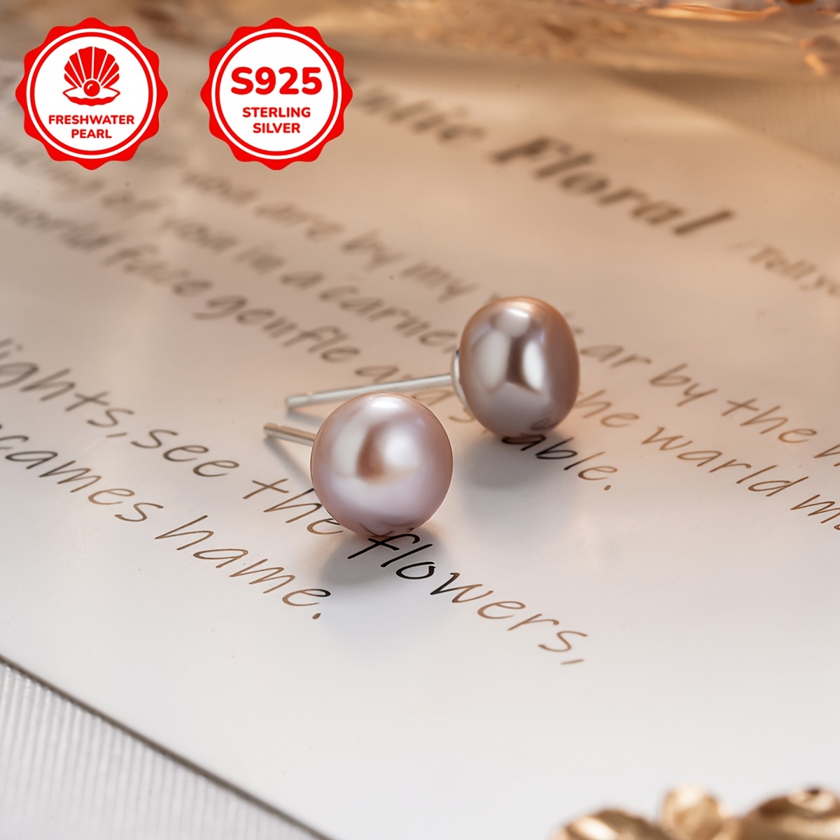 1 Pair Freshwater Pearl Earrings, Oval Shape Style