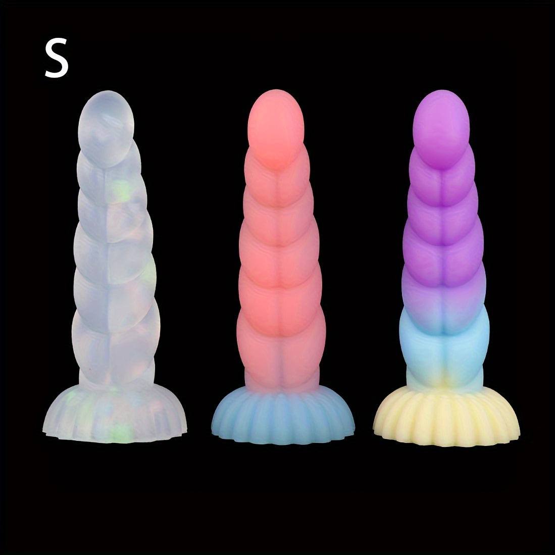 Luminous Dildos Colorful Granular Jelly Fluorescent Spiral Temu