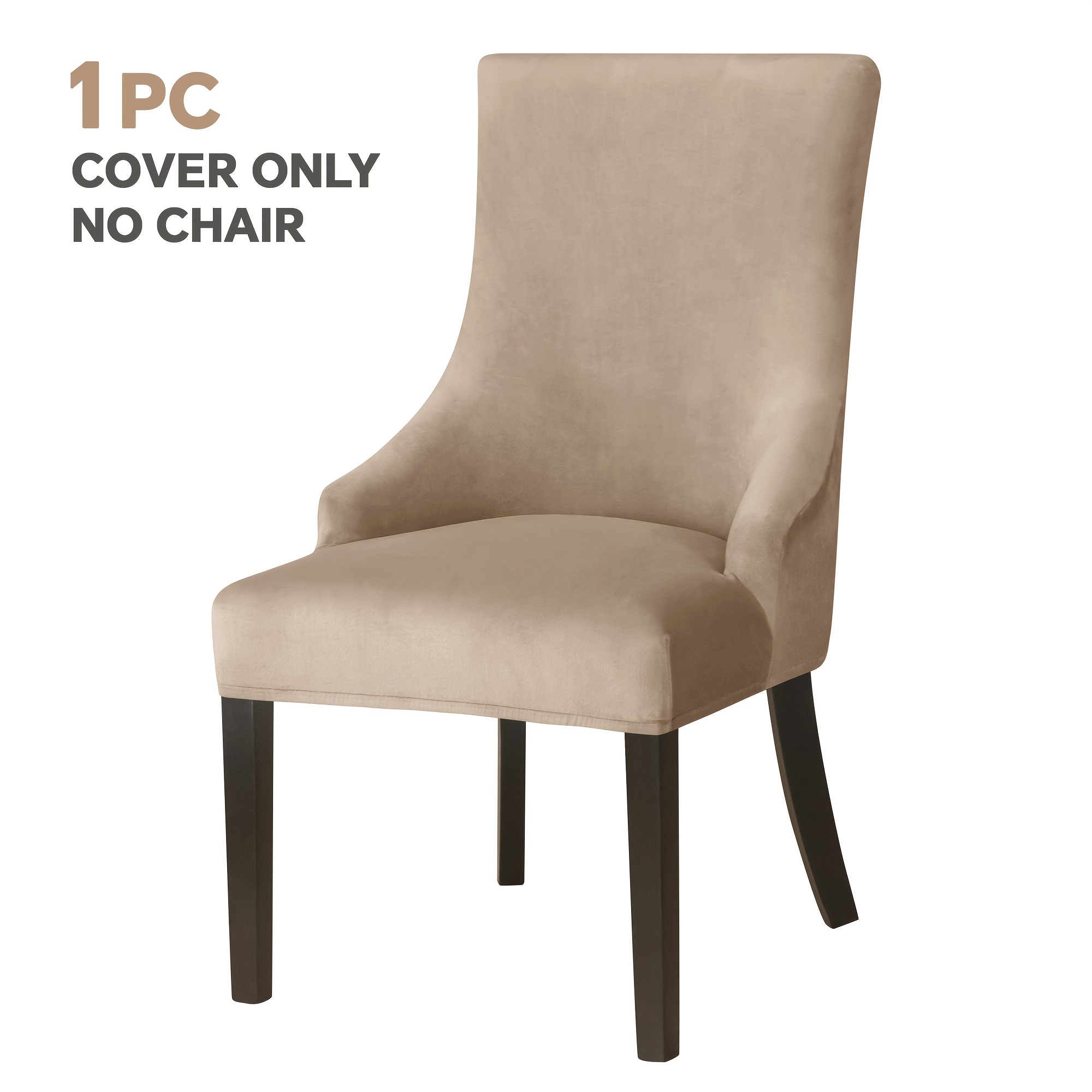 TEMU 1pc Silvery Fox Stretch Full-cover Small Armrest Dining Chair Cover, Contrasting Chair Protector Cover, Christmas Holiday Decorative Chair Cover