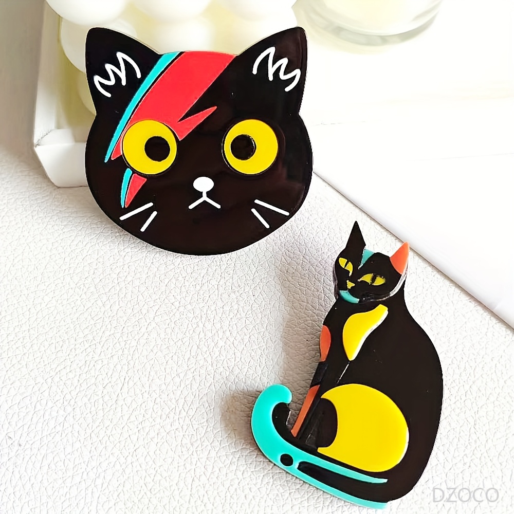 

Handcrafted Acrylic Brooch, Cute Minimalist Cat Design, Elegant Fashion Accessory For Scarves And Jackets, Novelty Animal Theme Simulation Modeling, Acetic Acid Material