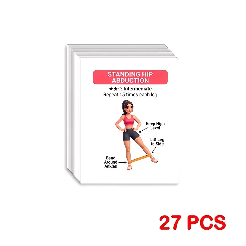 27pcs Resistance Band Training Cards - Workout Set | Full Training Flashcards For Home Fitness And Travel