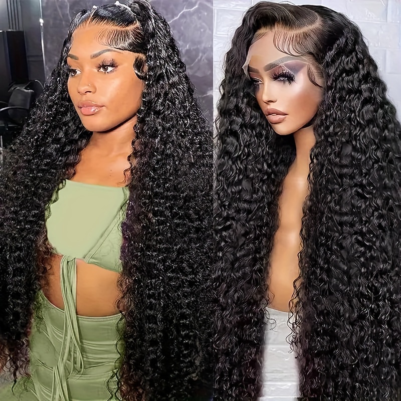 

250% 13x4 Lace Front Wigs Curly Wave Human Hair Wig Curly Lace Frontal Wig Wet And Wavy Lace Wig Long Lace Front Human Hair Wigs With Transparent Hd Lace Front Wig #1b