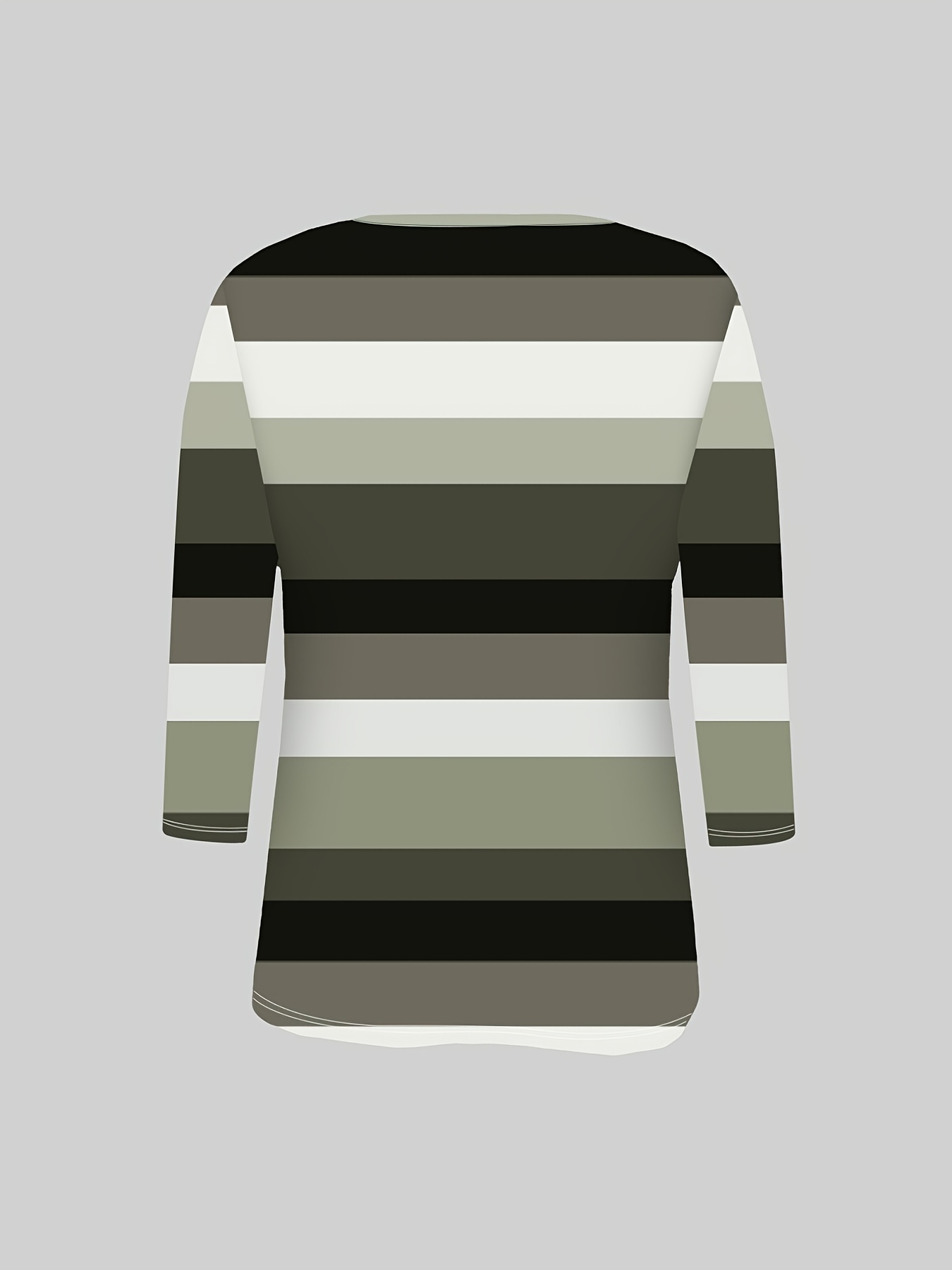 Nouvelle Arrivée Printemps/Été Mode Femme, Style Décontracté, T-shirt de Base Ample à Rayures, Col en V, Manches Trois-Quarts, Boutonné, Haut Polyvalent pour les Trajets Quotidiens et les Rendez-vous, Tendance Streetwear pour Sortie Quotidienne, Lavable en Machine - Convient pour un Usage Quotidien Nouvelle Arrivée Printemps/Été Mode Femme, Style Décontracté, T-shirt de Base Ample à Rayures, Col en V, Manches Trois-Quarts, Boutonné, Haut Polyvalent pour les Trajets Quotidiens et les Rendez-vous, Tendance Streetwear pour Sortie Quotidienne, Lavable en Machine - Convient pour un Usage Quotidien