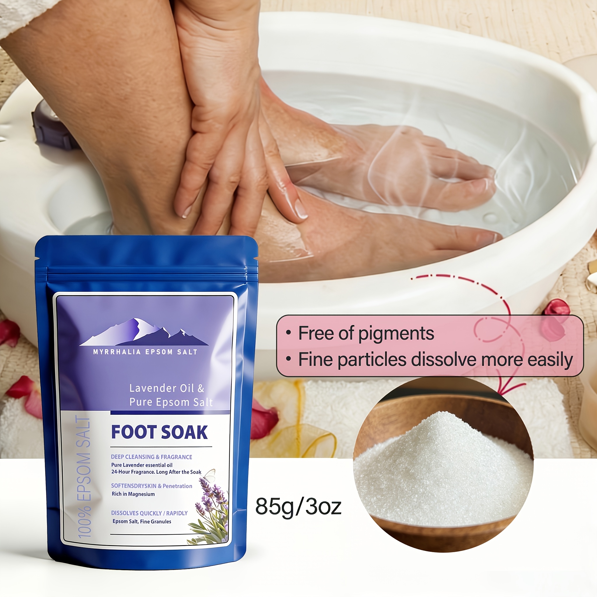 85G Lavender Epsom Salt with Essential Oil for Bath Soak
