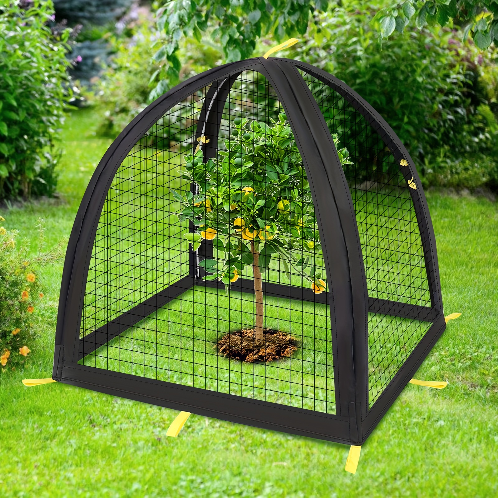 

Protective Plant Cage: Black Metal Fiber Netting For Garden Plants - Keeps Out Birds, Rabbits, And Other Pests