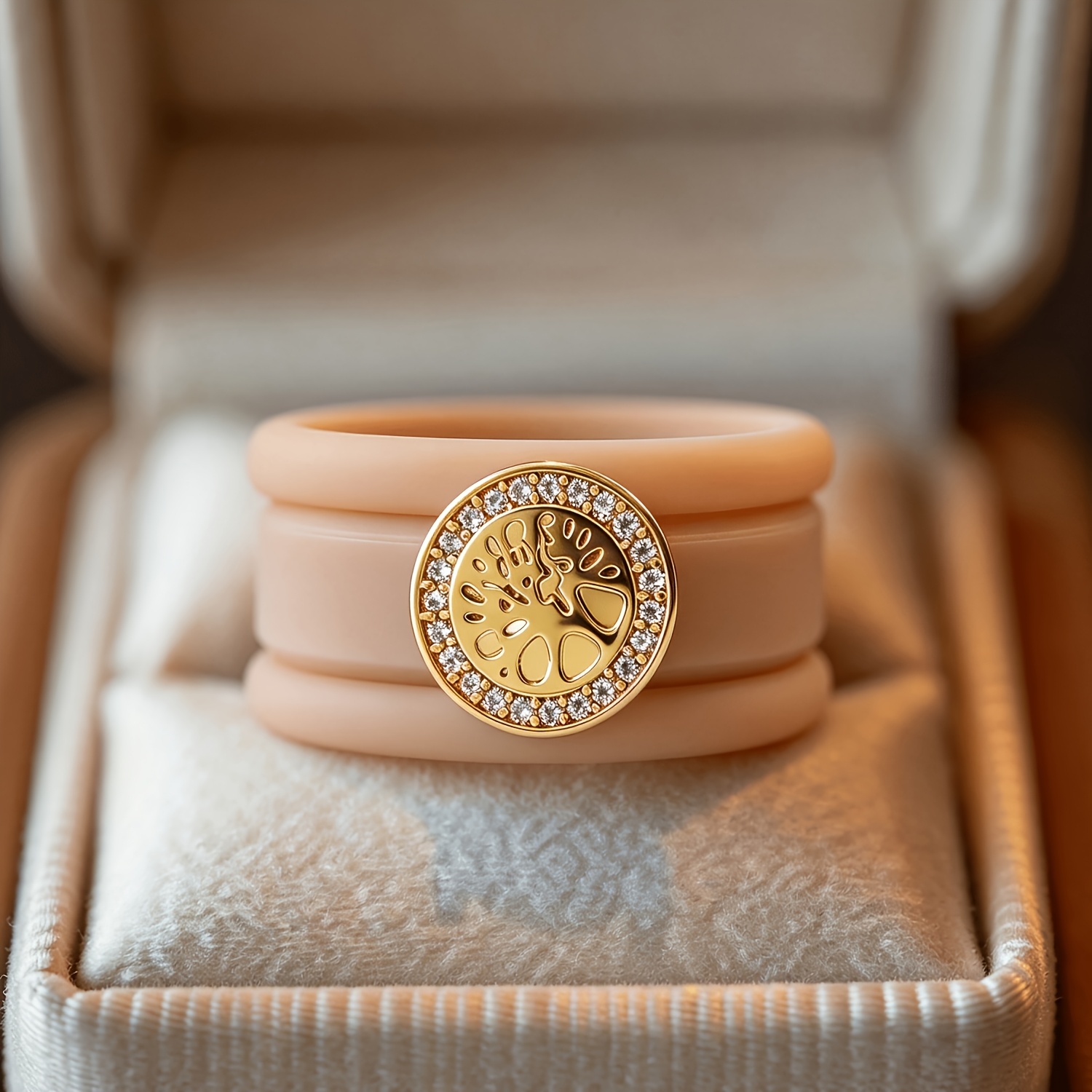 3pcs 14K Golden Plated Khaki Silicone Rings Set