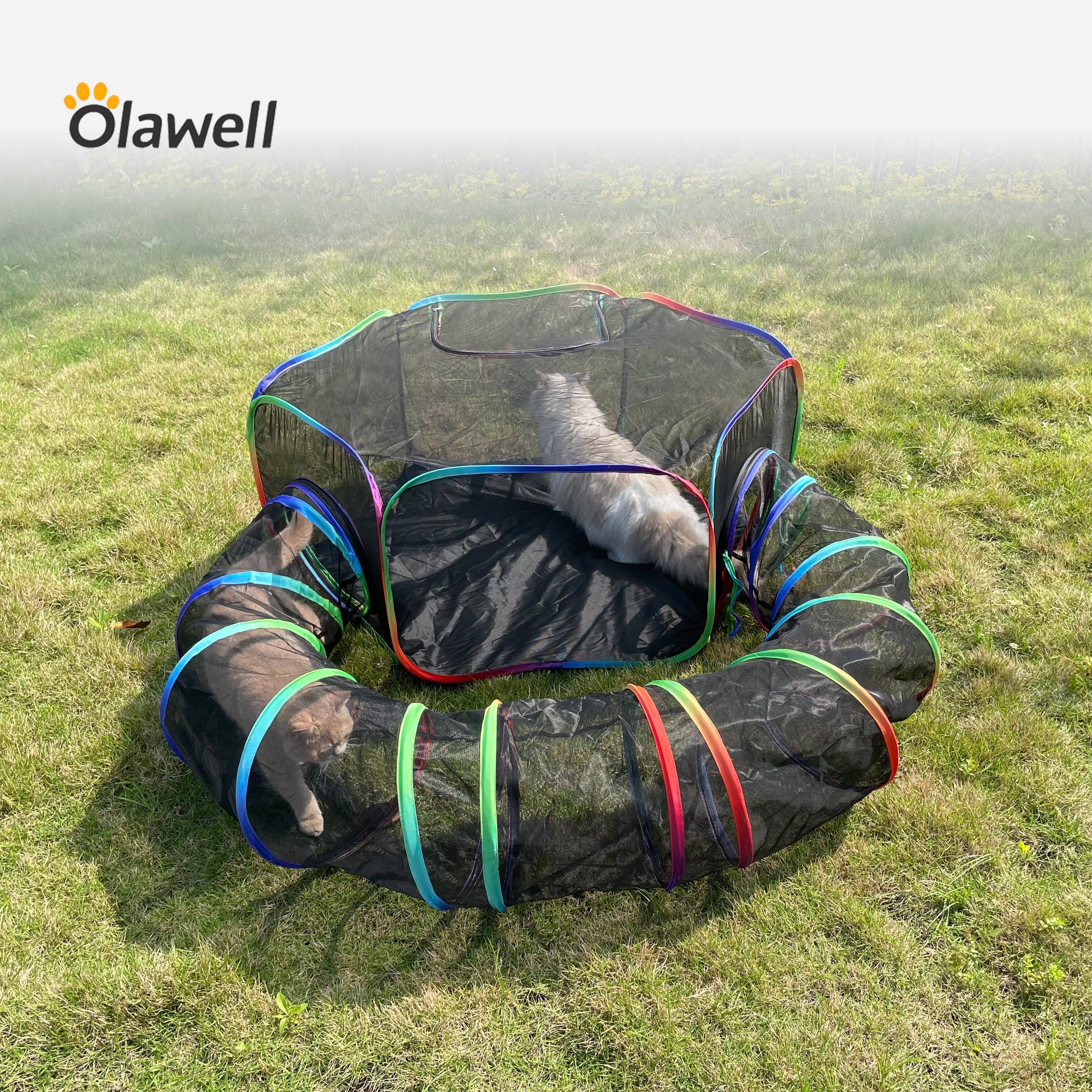 

1pc Outdoor Rainbow Cat Enclosures Playground, Outside House For Indoor Cats Include Portable Cat Tent, Circle Playpen Tunnel, For Indoor Cats, Within Carry Bag
