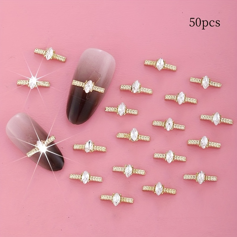 Image of 10/30/50pcs Of Mini Ring Metal Nail Art Decorations, Suitable For Special Decorations For Nails And Nail Plates, Women's Nail Additions, Odorless Shiny Silvery Rhinestones And Jewelry Decorations