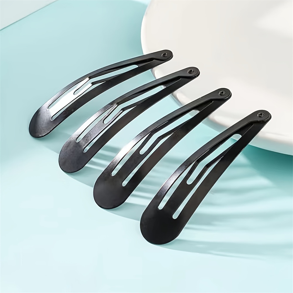 6pcs Minimalist Black Hair Clips - Water Drop Shape, For Bangs & Flyaways, Metal Bb Snap Clips For Styling, Snap Hair Clips