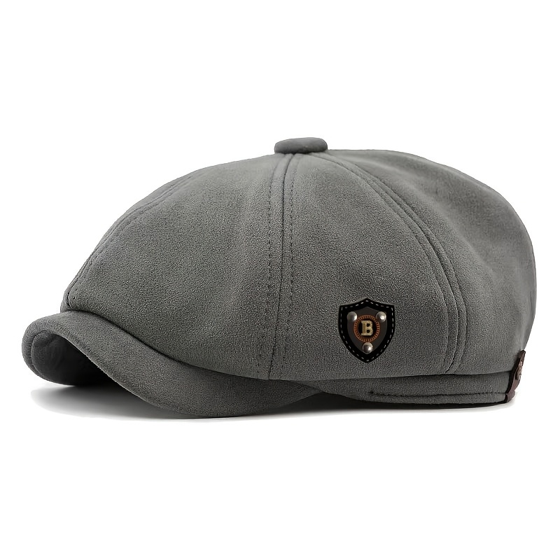 TEMU Men's Vintage Beret With Octagonal Design - Lightweight, Warm, And Versatile For Casual Or Formal Occasions. Ideal For Christmas, New Year, And