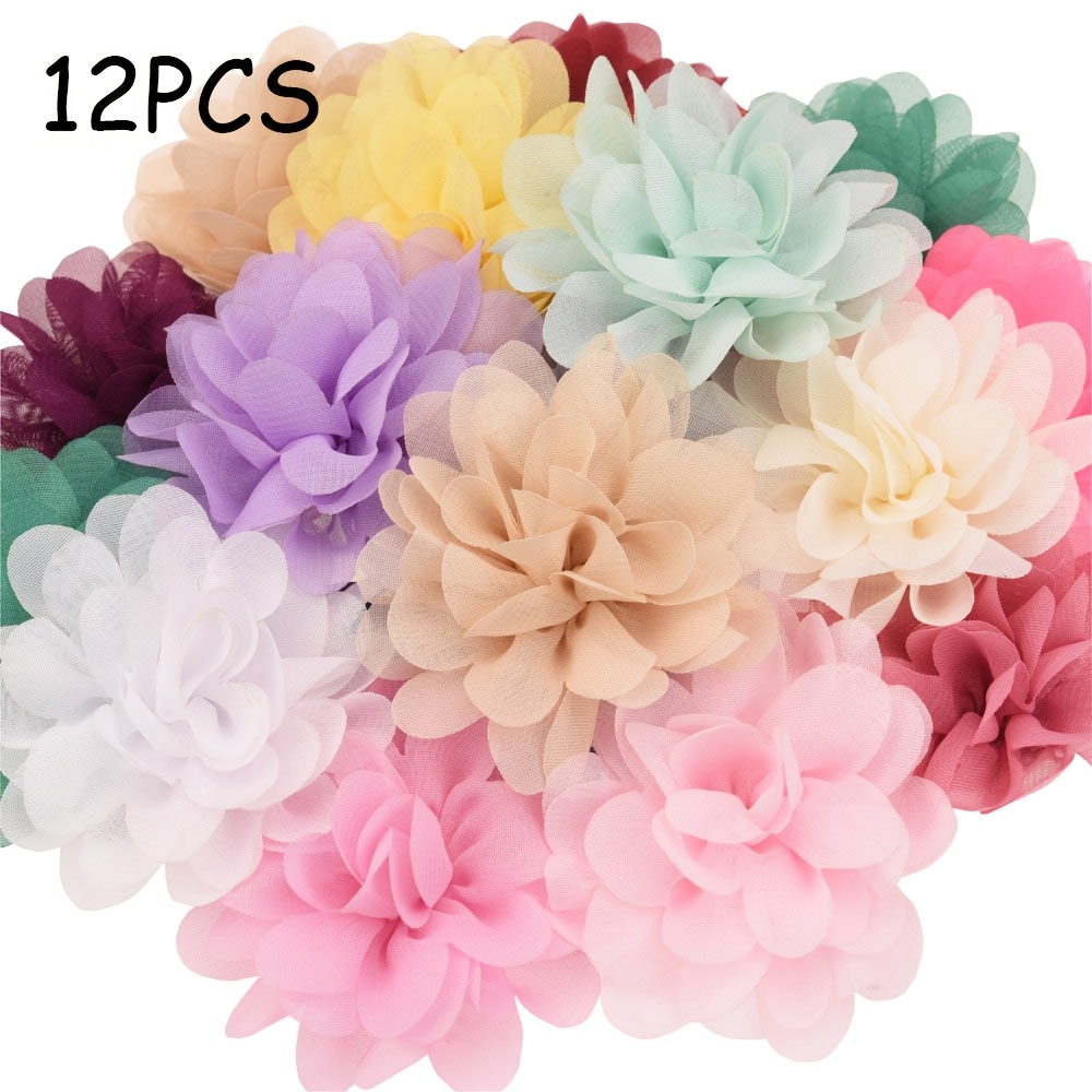 TEMU 12pcs Fleurs en aléatoires de 7 cm (2,8 pouces) ( pince à cheveux) Accessoires de cheveux tendance Décoration de mariage Fleur pour bandeau