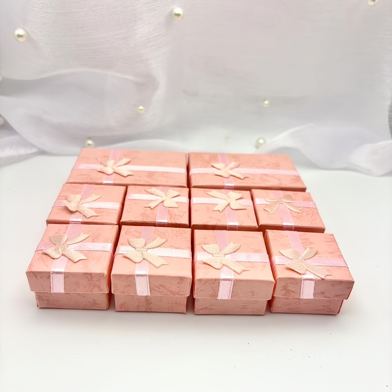 TEMU A Set Of 10 Ring, Earring And Necklace Storage Boxes With Bow Decorations, Suitable For Christmas, Halloween, Valentine's Day And Other Festival