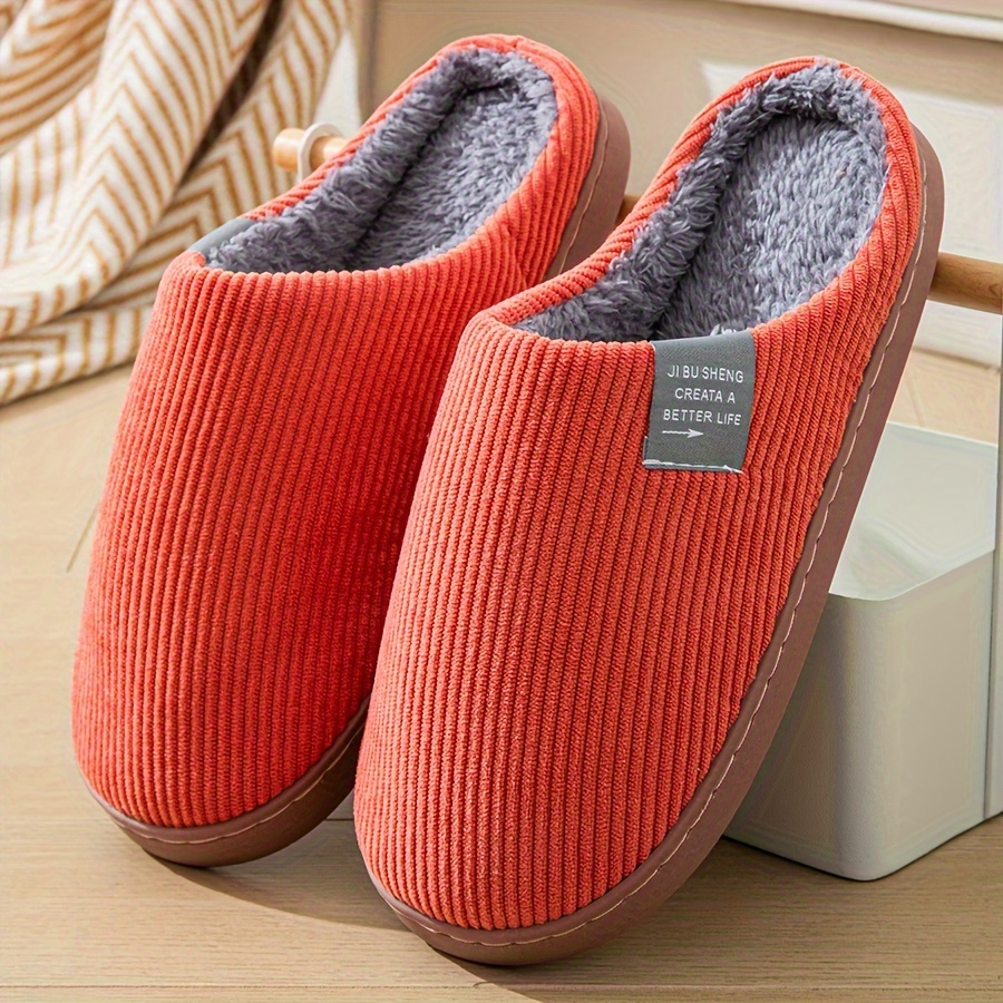 

Solid Color Fluffy Home Slippers, Thermal Lining Soft Sole Bedroom Cozy Shoes, Non-slip Floor Mute Shoes
