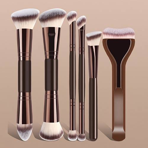 dual ended makeup brush set 6pcs foundation brush concealer brush contour brush beginner friendly waste beauty tools